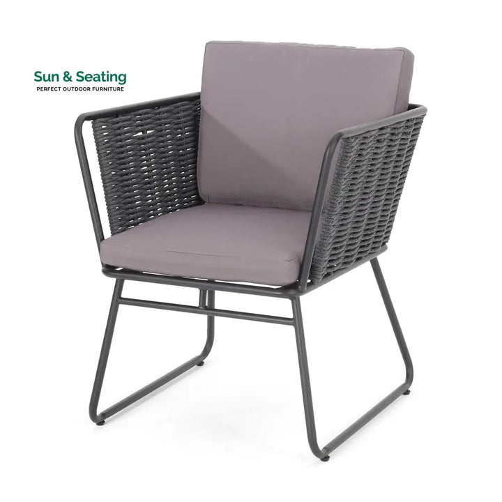 Scat Outdoor Patio Seating Set 2 Chairs and 1 Table Set (Grey) Braided &amp; Rope Coffee Table Sets