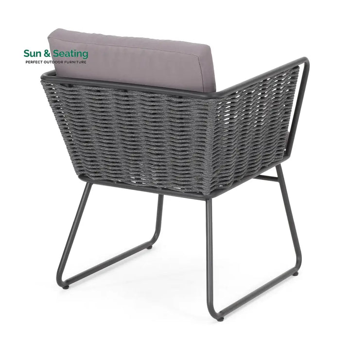 Scat Outdoor Patio Seating Set 2 Chairs and 1 Table Set (Grey) Braided &amp; Rope Coffee Table Sets
