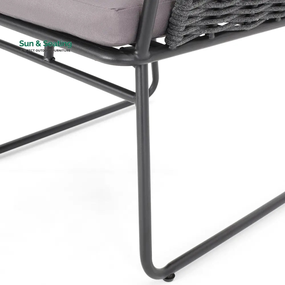 Scat Outdoor Patio Seating Set 2 Chairs and 1 Table Set (Grey) Braided &amp; Rope Coffee Table Sets