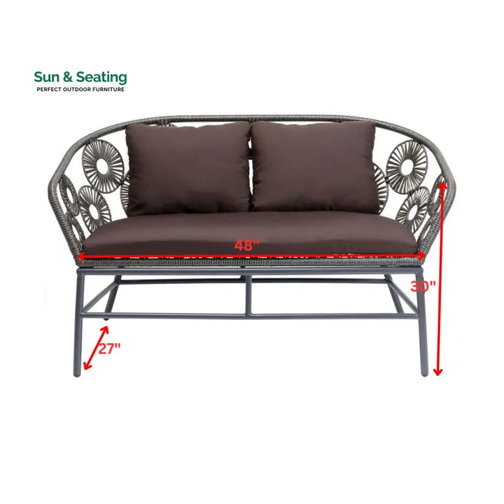 Scott Outdoor Sofa Set 2 Seater 1 Single Seater and 1 Center Table Set (Dark Brown) Sofa Sets