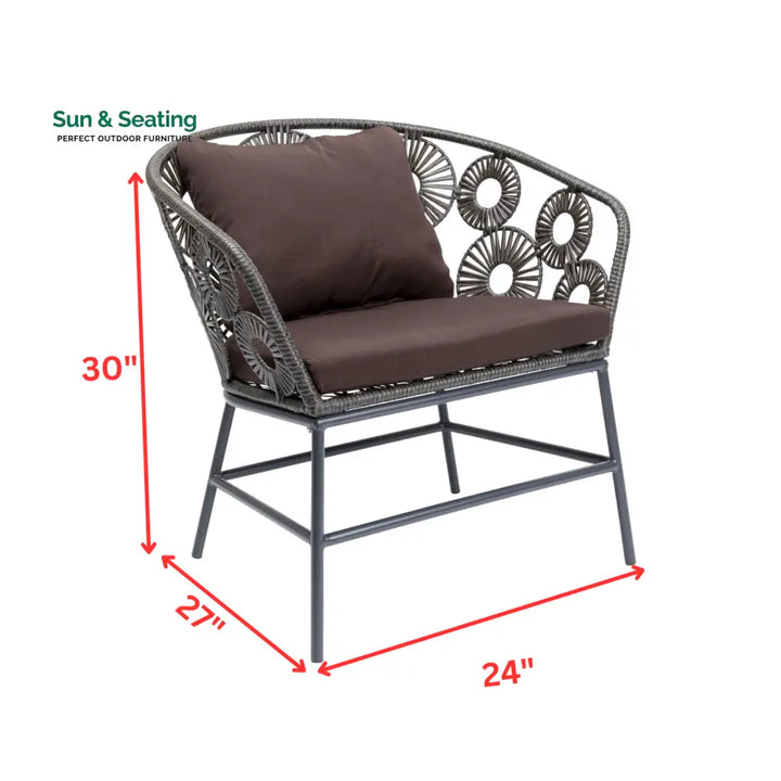 Scott Outdoor Sofa Set 2 Seater 1 Single Seater and 1 Center Table Set (Dark Brown) Sofa Sets