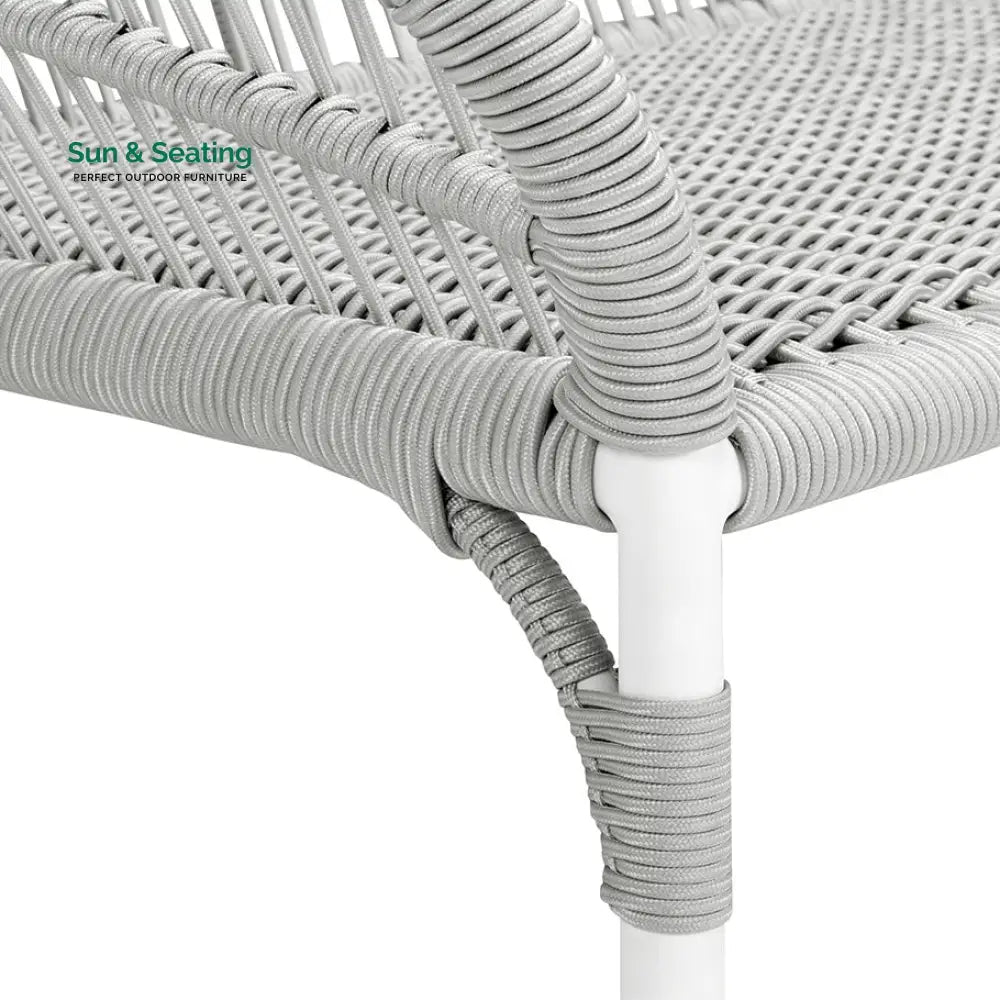 Scry Outdoor Patio Seating Set 2 Chairs and 1 Table Set (Silver + White) Braided &amp; Rope Coffee Table Sets
