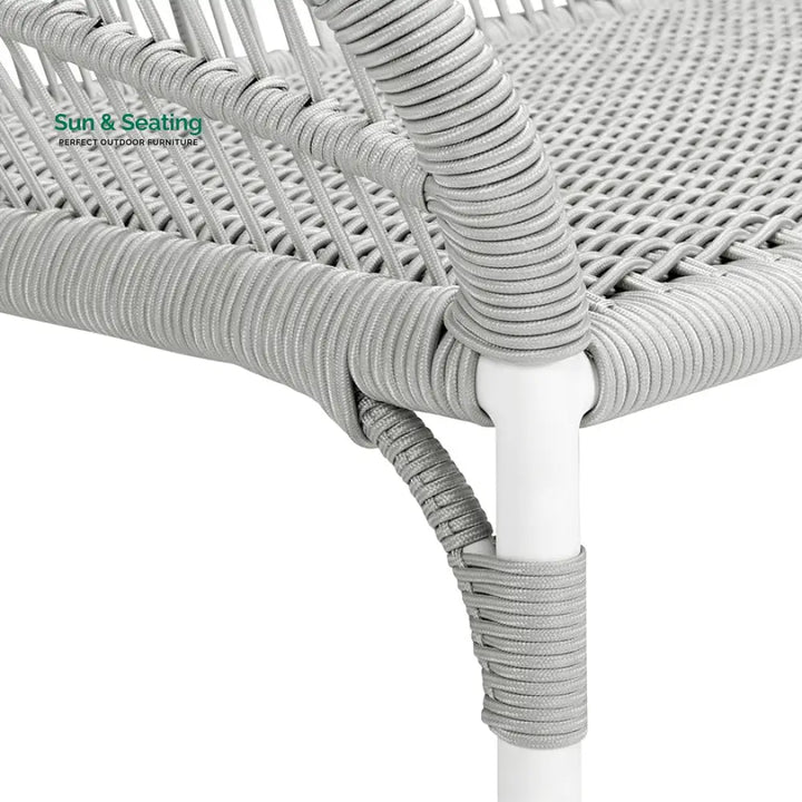 Scry Outdoor Patio Seating Set 2 Chairs and 1 Table Set (Silver + White) Braided &amp; Rope Coffee Table Sets