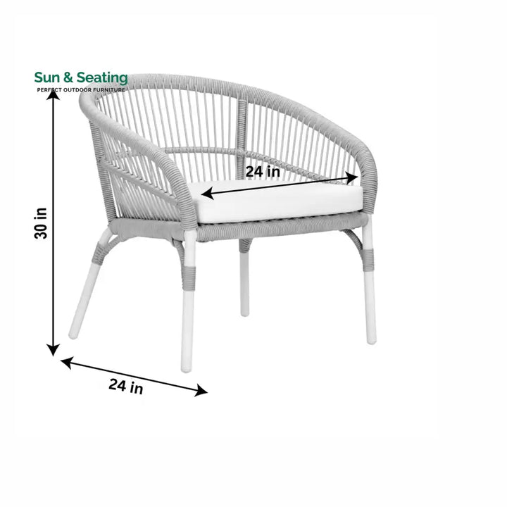 Scry Outdoor Patio Seating Set 2 Chairs and 1 Table Set (Silver + White) Braided &amp; Rope Coffee Table Sets