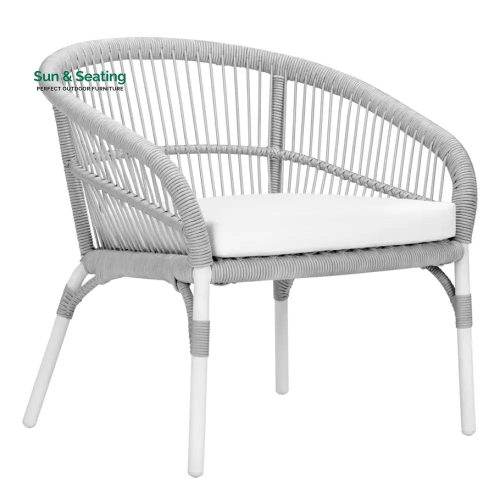 Scry Outdoor Patio Seating Set 2 Chairs and 1 Table Set (Silver + White) Braided &amp; Rope Coffee Table Sets