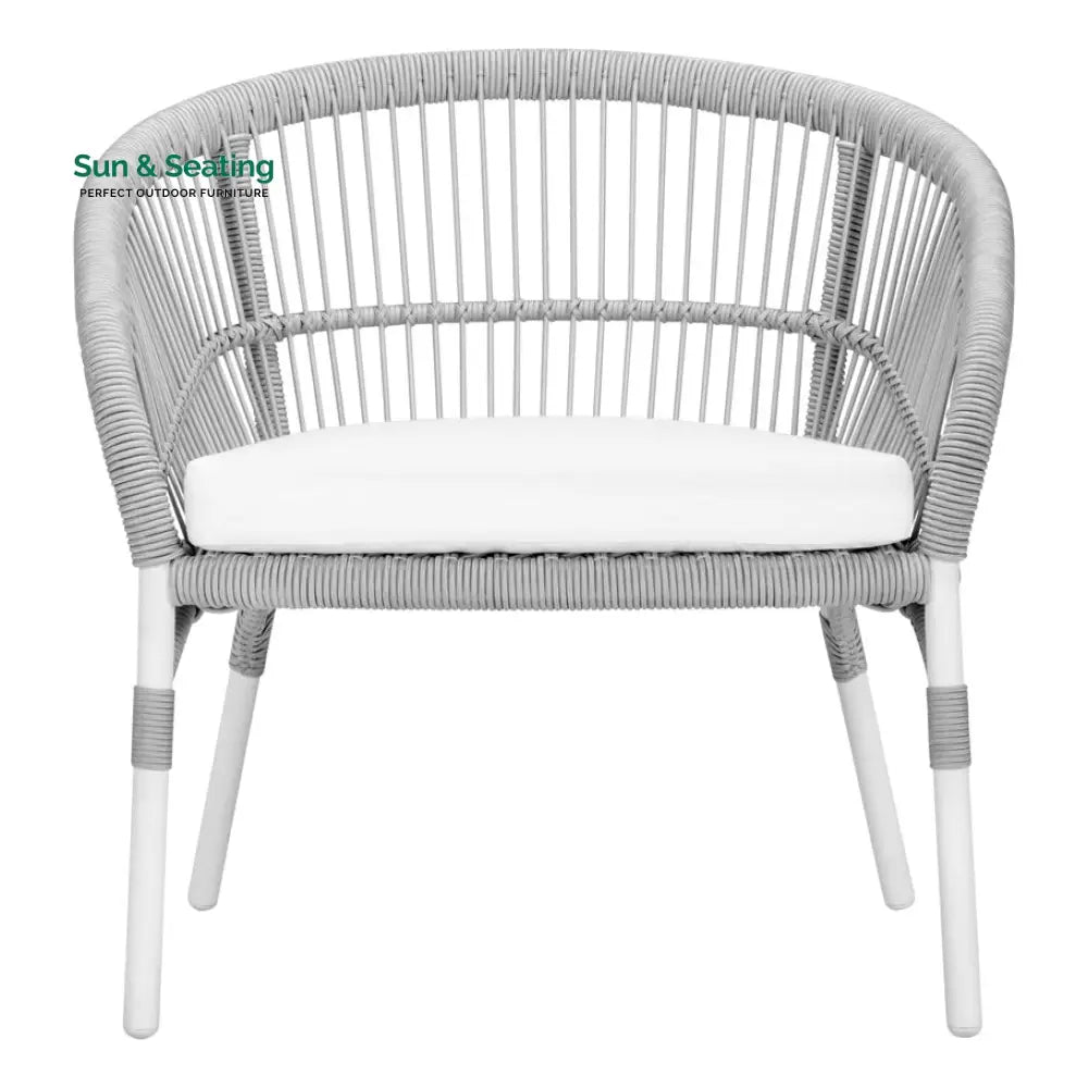 Scry Outdoor Patio Seating Set 2 Chairs and 1 Table Set (Silver + White) Braided &amp; Rope Coffee Table Sets