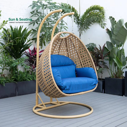 Scutari Double Seater Hanging Swing With Stand For Balcony Garden Swing (Honey) Blue Swings