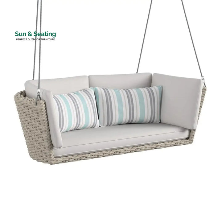Sebastiano Double Seater Hanging Swing Without Stand For Balcony Garden Swing (Cream) Swings