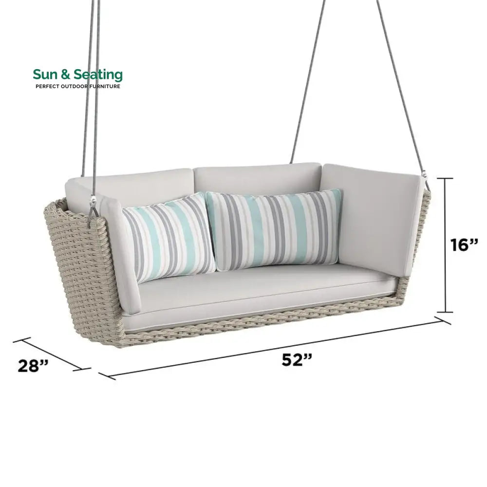 Sebastiano Double Seater Hanging Swing Without Stand For Balcony Garden Swing (Cream) Swings
