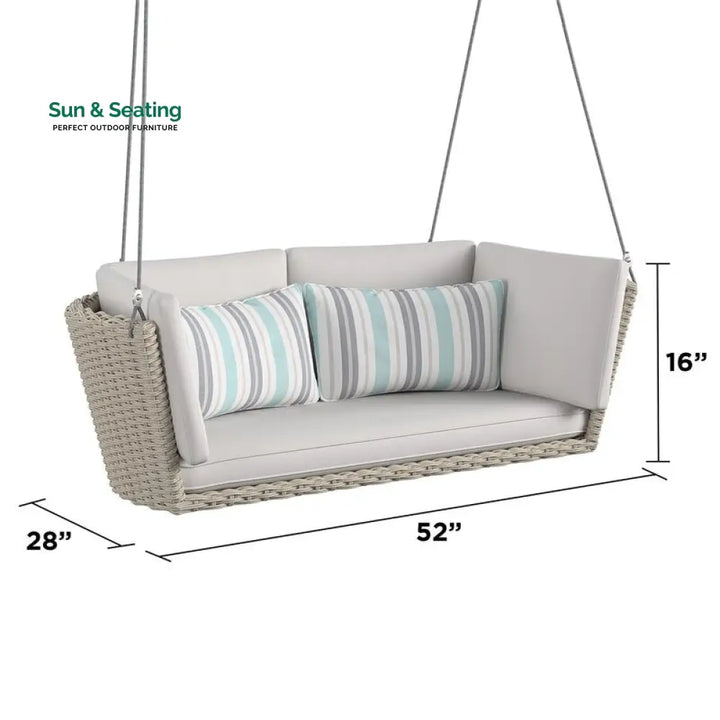 Sebastiano Double Seater Hanging Swing Without Stand For Balcony Garden Swing (Cream) Swings