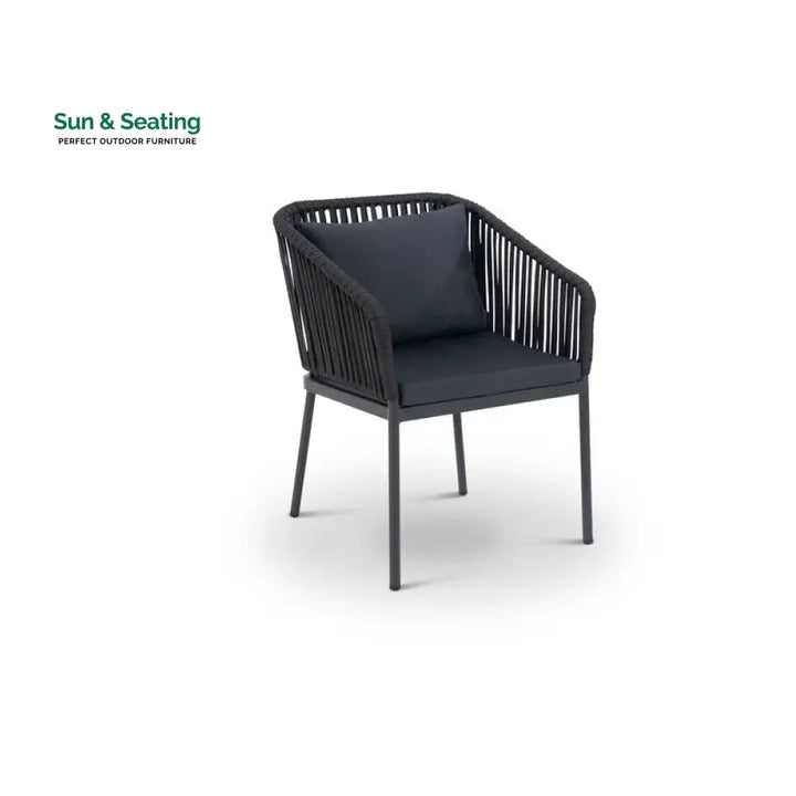 Sedona Outdoor Patio Seating Set 4 Chairs and 1 Table Set (Black) Braided &amp; Rope Coffee Table Sets