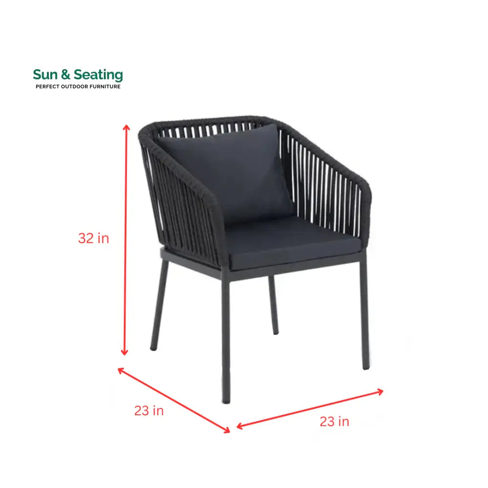 Sedona Outdoor Patio Seating Set 4 Chairs and 1 Table Set (Black) Braided &amp; Rope Coffee Table Sets