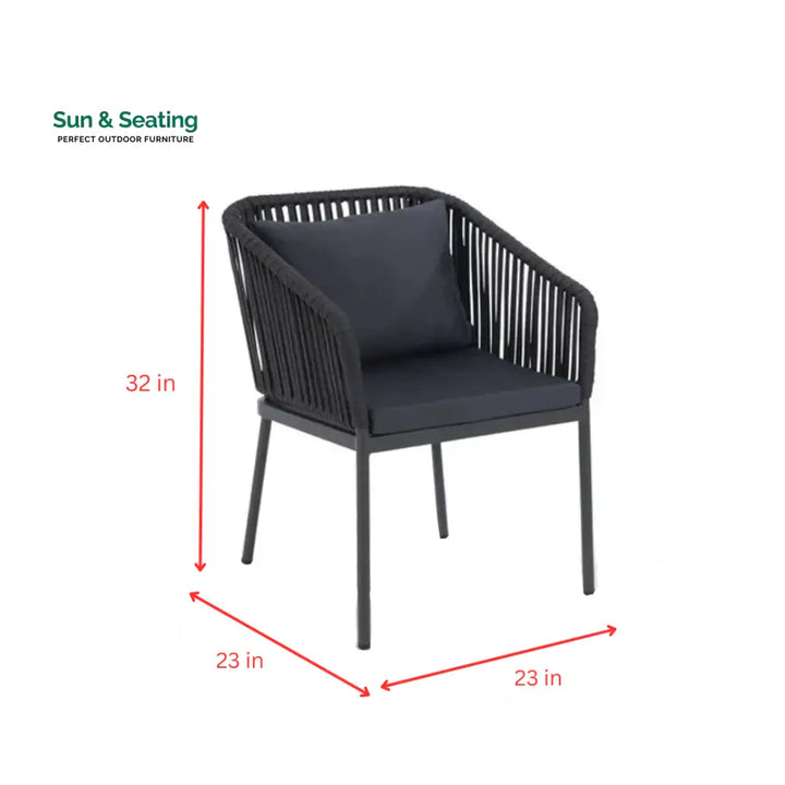 Sedona Outdoor Patio Seating Set 4 Chairs and 1 Table Set (Black) Braided &amp; Rope Coffee Table Sets
