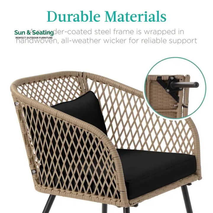 Seidel Outdoor Patio Seating Set 2 Chairs and 1 table Set (Tan) Coffee Table Sets