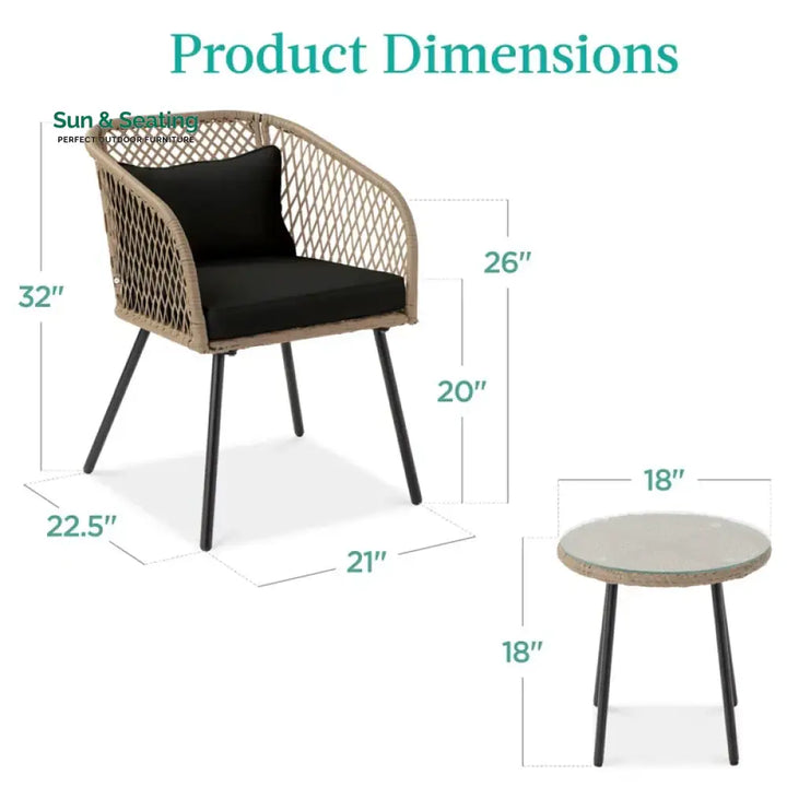 Seidel Outdoor Patio Seating Set 2 Chairs and 1 table Set (Tan) Coffee Table Sets