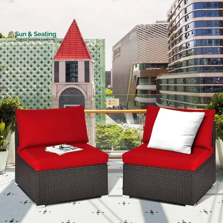 Selene 2-Piece Outdoor Wicker Armless Sofa Sofa Set