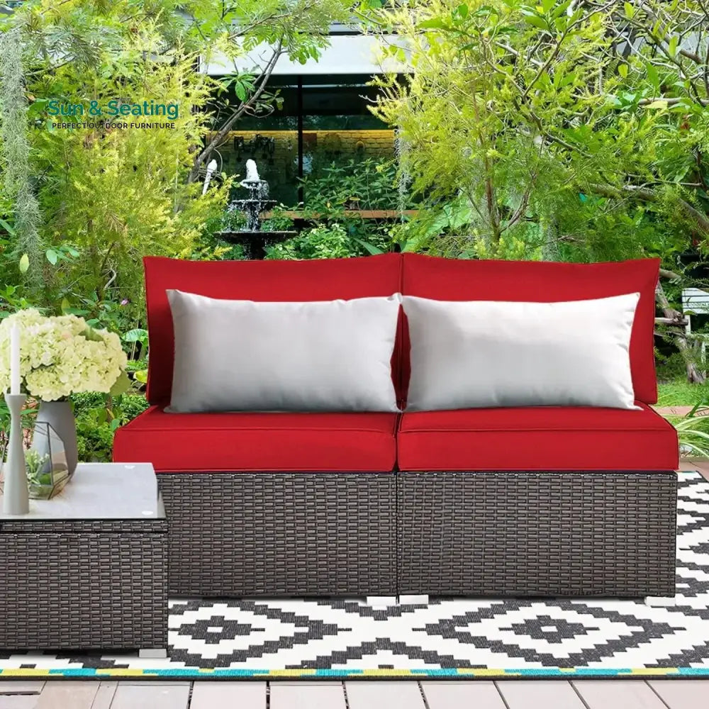 Selene 2-Piece Outdoor Wicker Armless Sofa Sofa Set