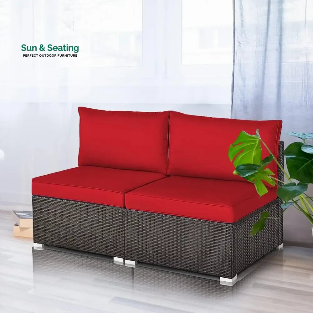 Selene 2-Piece Outdoor Wicker Armless Sofa Sofa Set