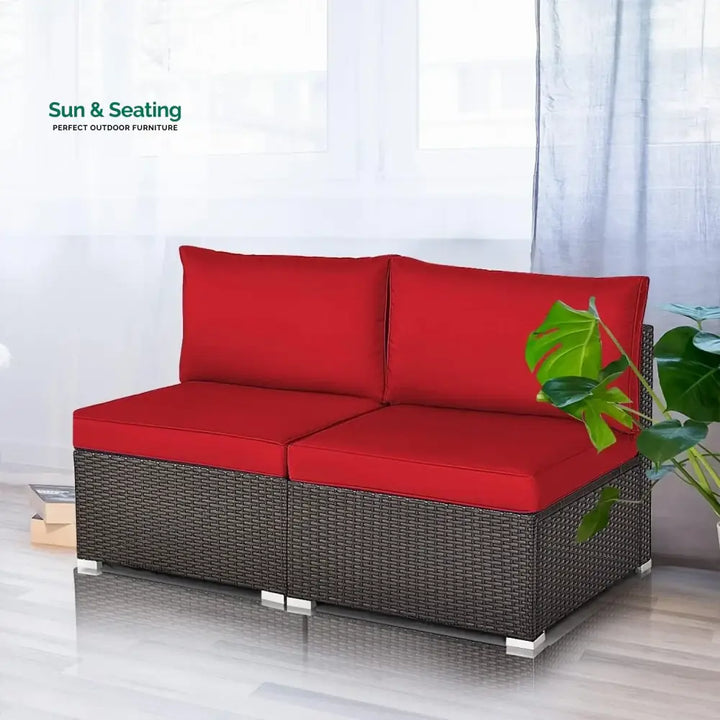 Selene 2-Piece Outdoor Wicker Armless Sofa Sofa Set