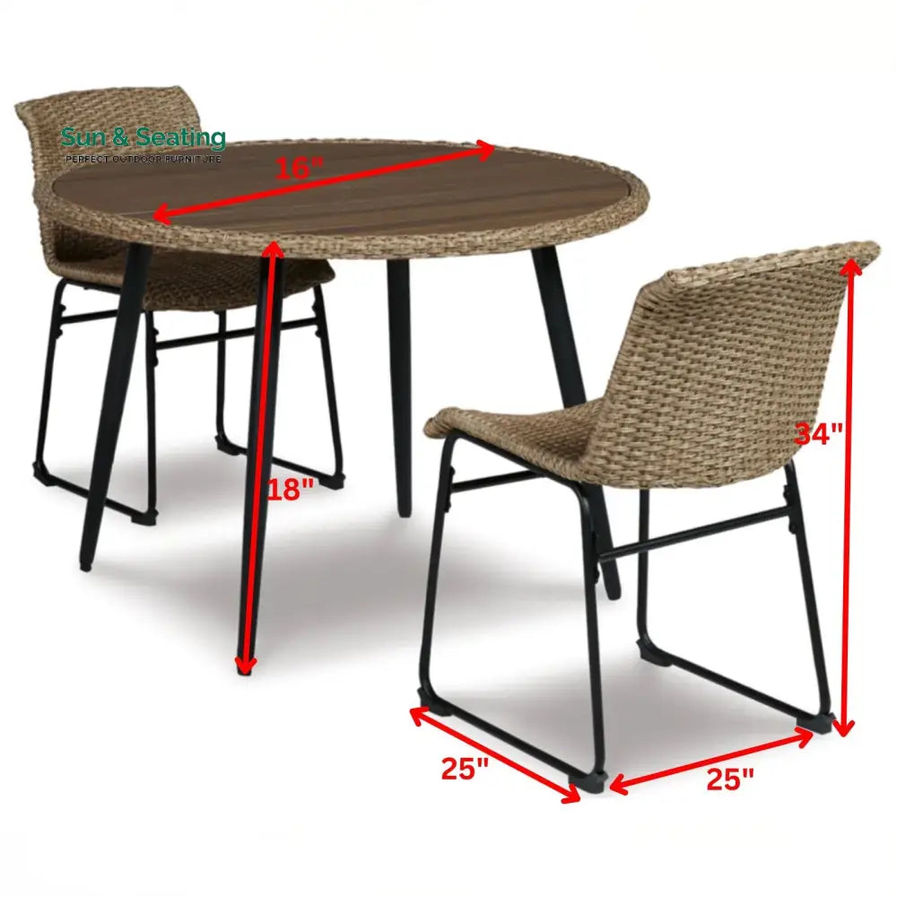 Sence Outdoor Patio Seating Set 2 Chairs and 1 Table Set (Brown) Coffee Table Sets