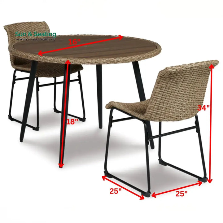 Sence Outdoor Patio Seating Set 2 Chairs and 1 Table Set (Brown) Coffee Table Sets