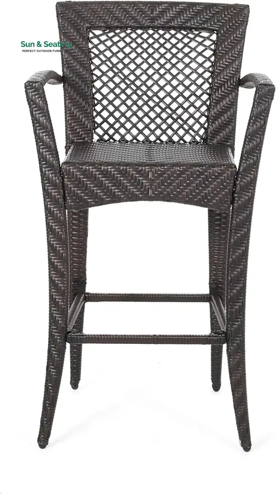 Severino Outdoor Patio Bar Chair 4 Chairs For Balcony (Brown) Bar Sets