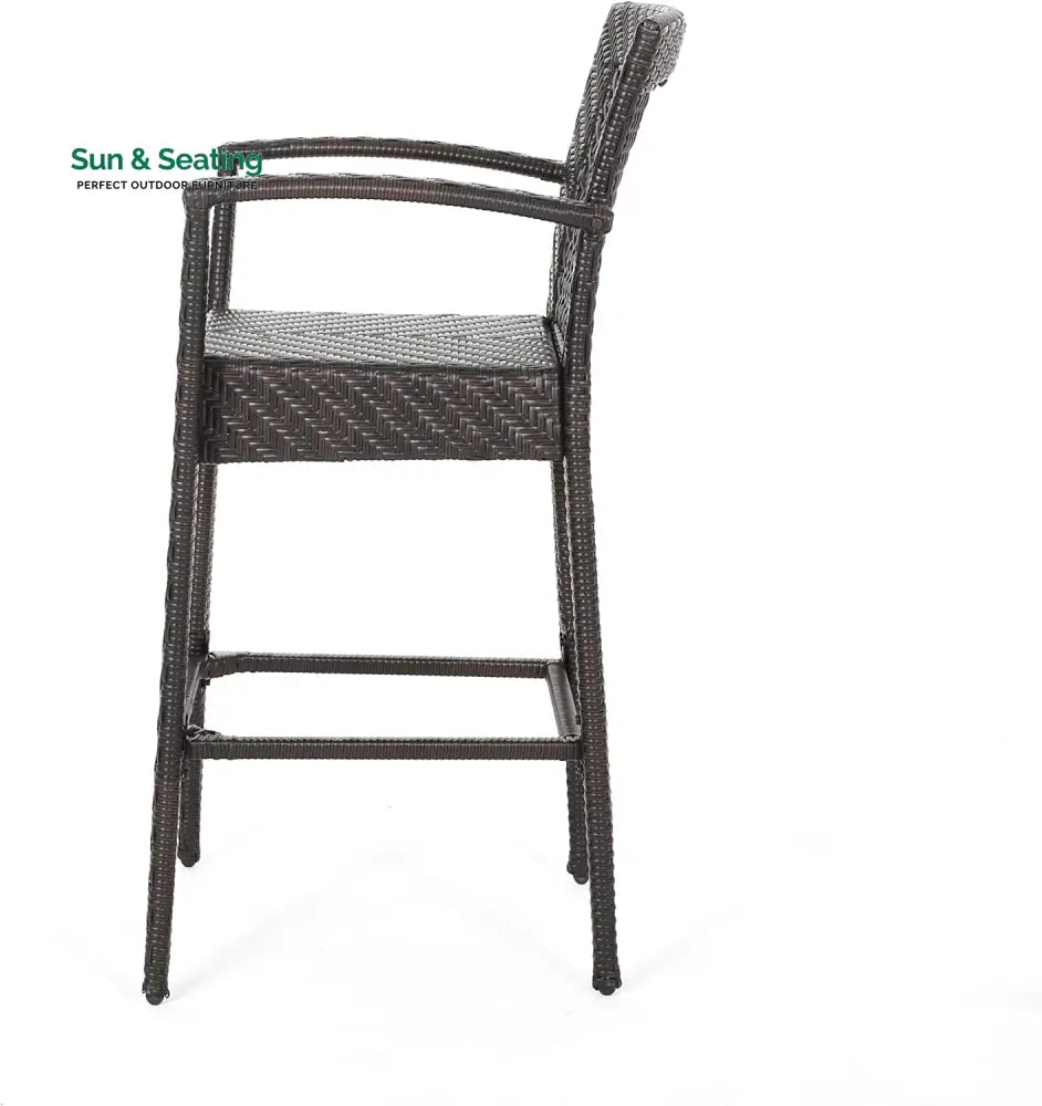 Severino Outdoor Patio Bar Chair 4 Chairs For Balcony (Brown) Bar Sets