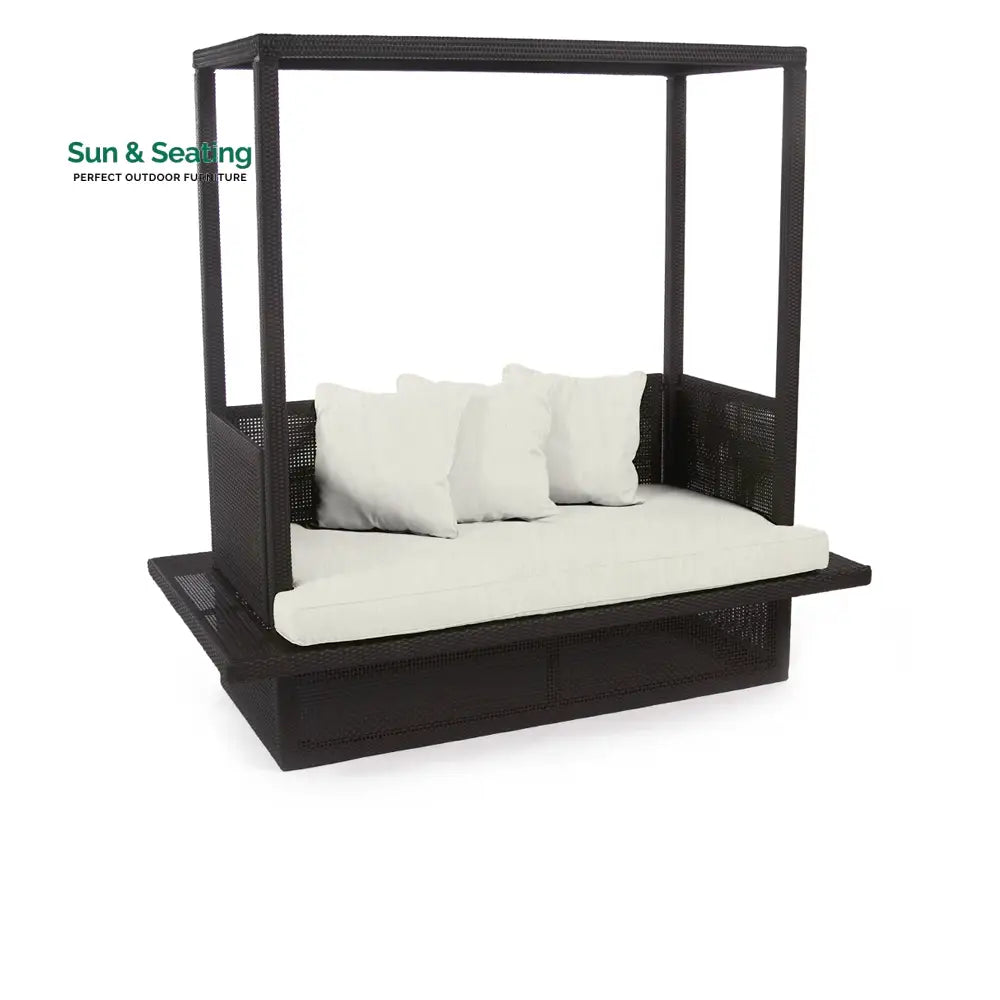 Severo Outdoor Poolside Sunbed With Cushion Daybed (Black) Sunbed