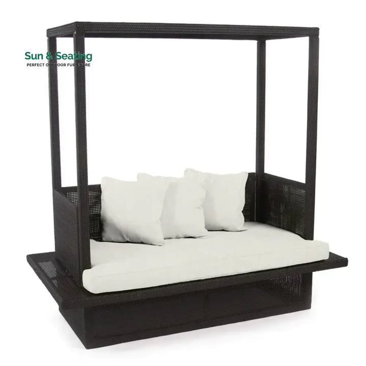 Severo Outdoor Poolside Sunbed With Cushion Daybed (Black) Sunbed