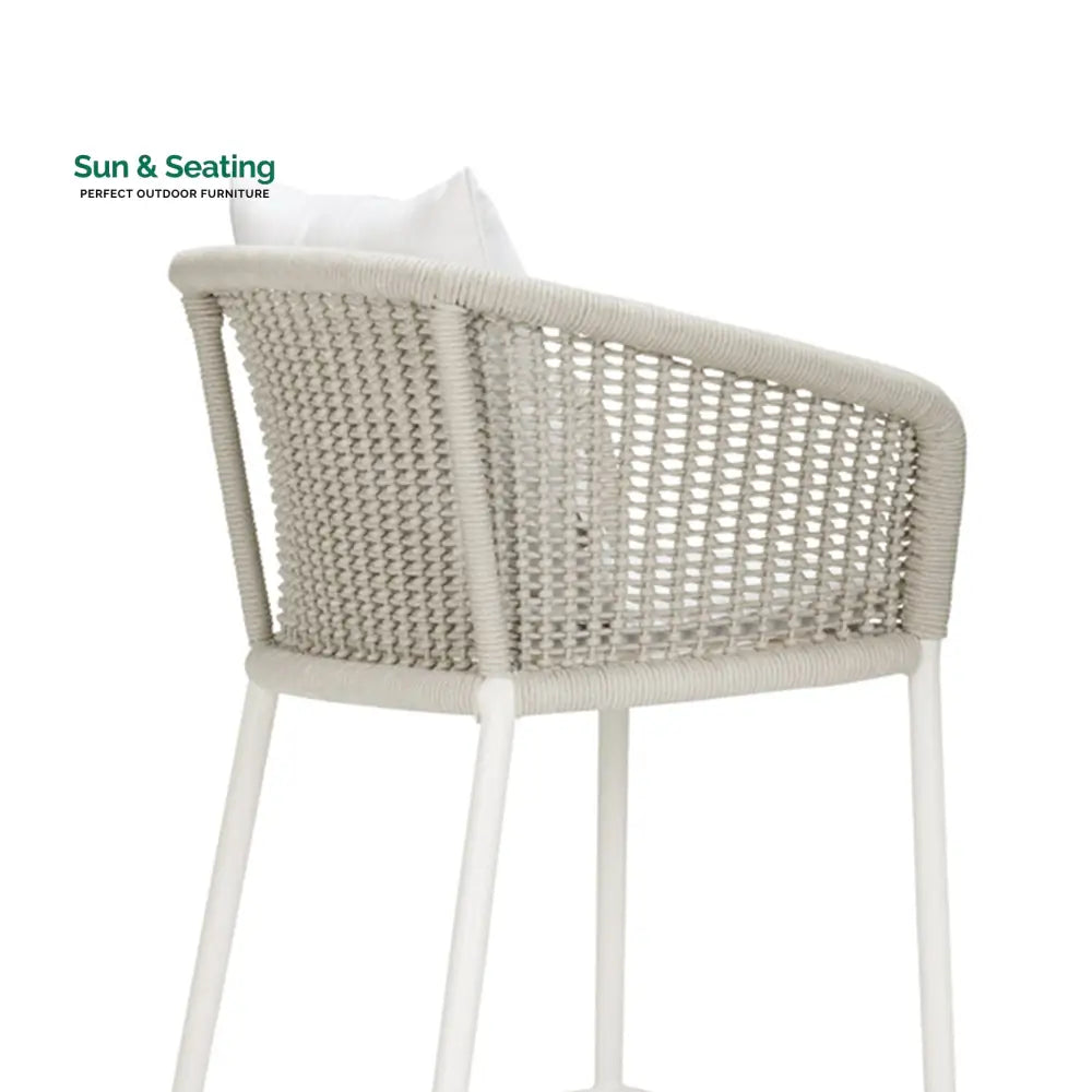 Sezgin Outdoor Patio Bar Chair 2 Chair For Balcony Braided &amp; Rope (Ivory) Bar Sets