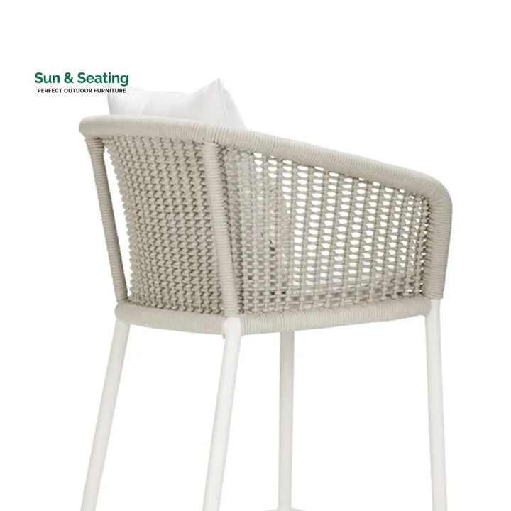 Sezgin Outdoor Patio Bar Chair 2 Chair For Balcony Braided &amp; Rope (Ivory) Bar Sets