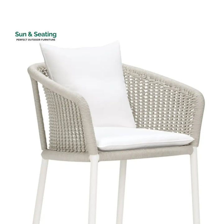 Sezgin Outdoor Patio Bar Chair 2 Chair For Balcony Braided &amp; Rope (Ivory) Bar Sets