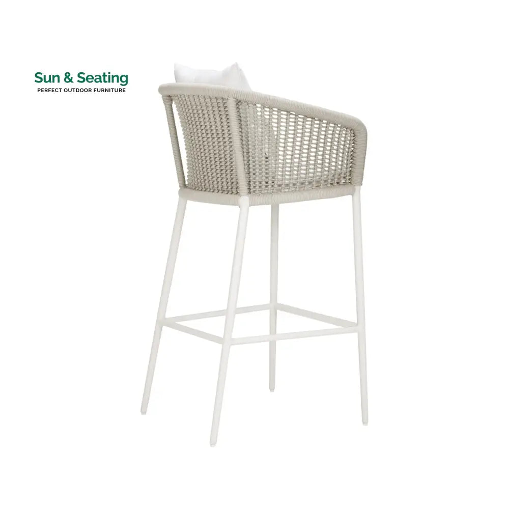 Sezgin Outdoor Patio Bar Chair 2 Chair For Balcony Braided &amp; Rope (Ivory) Bar Sets