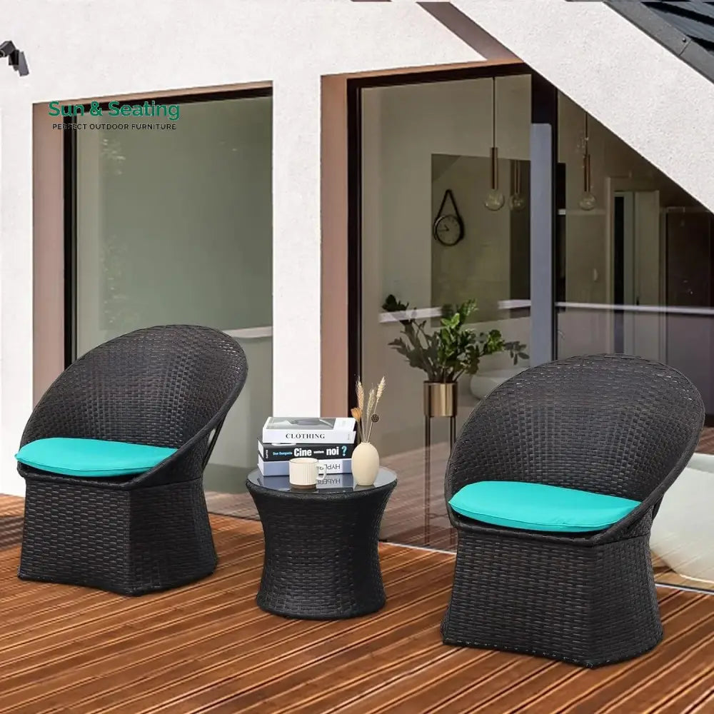 Shahira 3-Piece Outdoor Rattan Wicker Patio Set Patio Set
