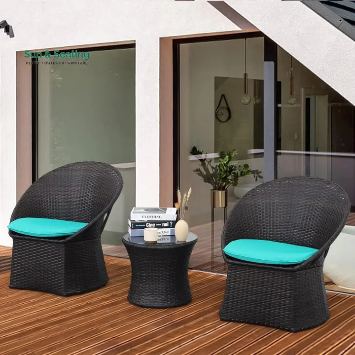 Shahira 3-Piece Outdoor Rattan Wicker Patio Set Patio Set