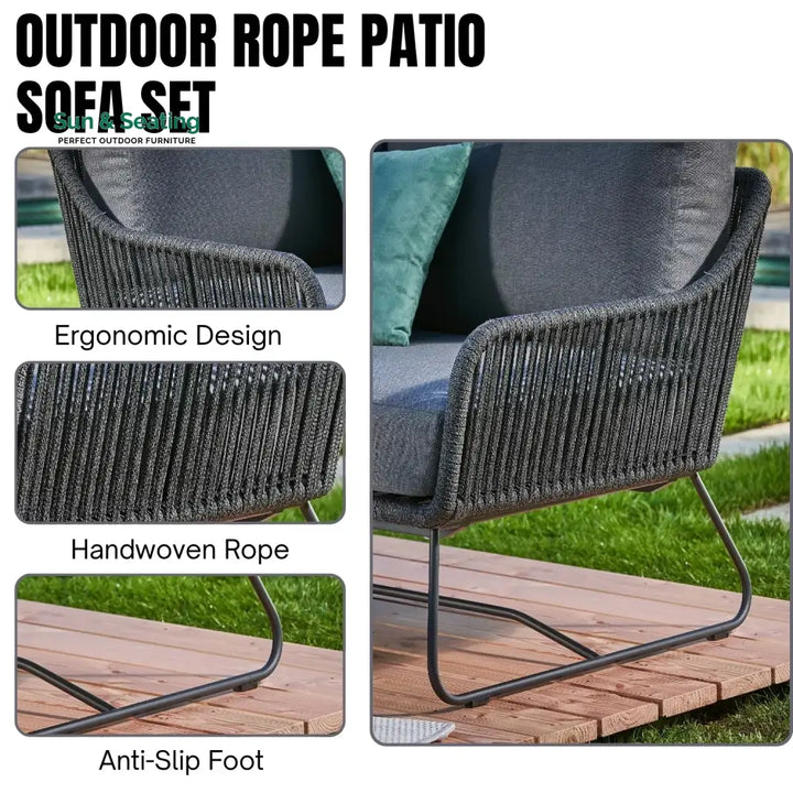 Shan 5-Seater L-Shape Outdoor Rope Sofa Set Sofa Set