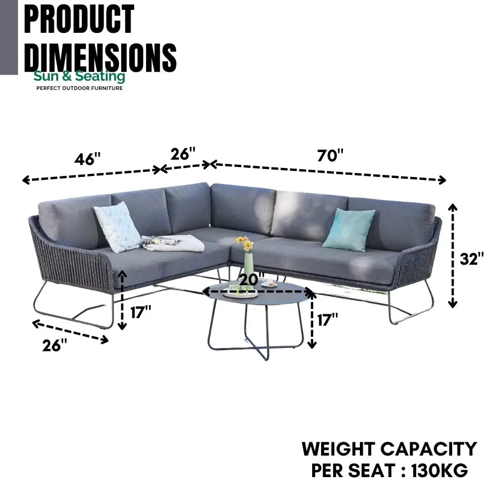 Shan 5-Seater L-Shape Outdoor Rope Sofa Set Sofa Set