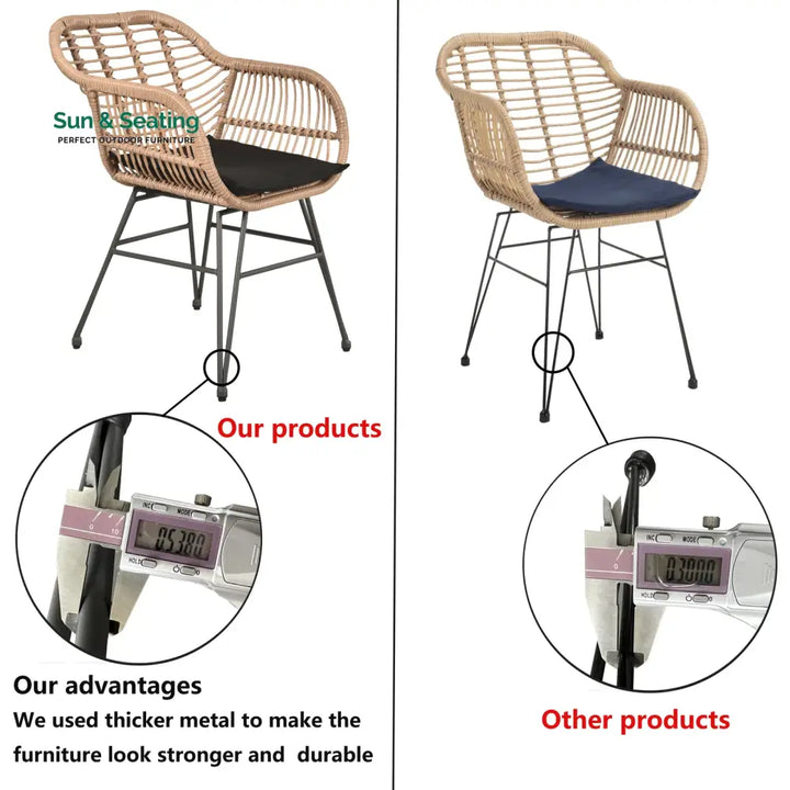 Shashibala Outdoor Patio Seating Set 2 Chairs and 1 Table Set (Honey + Black) Coffee Table Sets