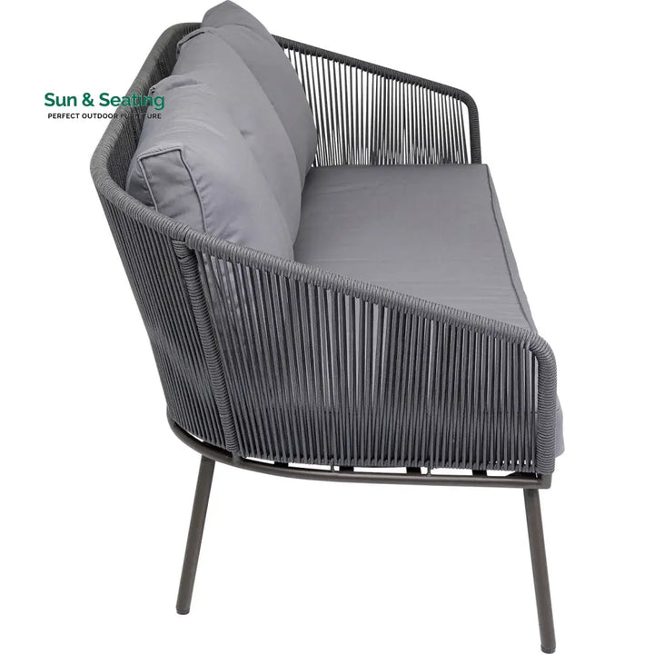Shed Outdoor Sofa Set 3 Seater 2 Single seater and 1 Center Table Set (Dark grey) Braided &amp; Rope Sofa Sets