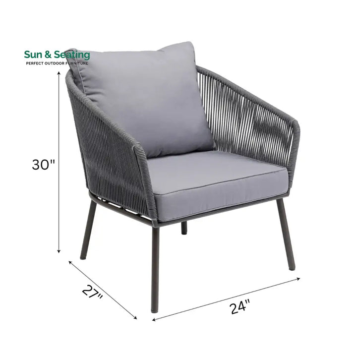 Shed Outdoor Sofa Set 3 Seater 2 Single seater and 1 Center Table Set (Dark grey) Braided &amp; Rope Sofa Sets