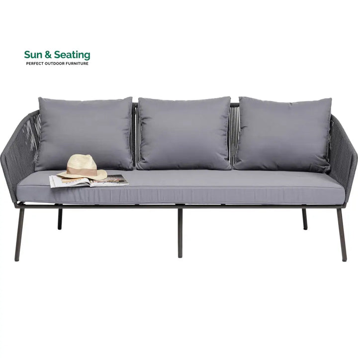 Shed Outdoor Sofa Set 3 Seater 2 Single seater and 1 Center Table Set (Dark grey) Braided &amp; Rope Sofa Sets