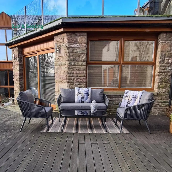 Shen 4 Piece Outdoor All-Weather Rope Sofa Set Sofa Set