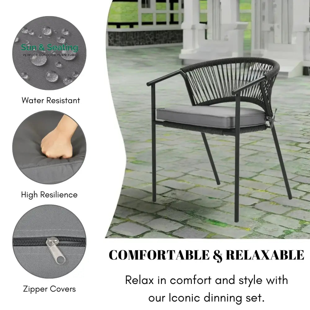 Shiori 4-Piece Outdoor Rope Patio Dining Chairs Dinning Chairs