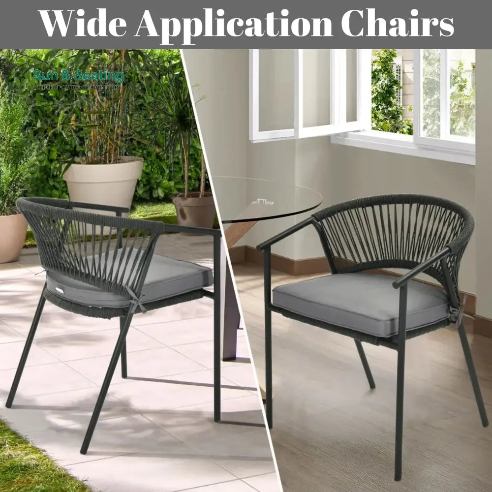 Shiori 4-Piece Outdoor Rope Patio Dining Chairs Dinning Chairs