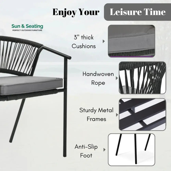 Shiori 4-Piece Outdoor Rope Patio Dining Chairs Dinning Chairs