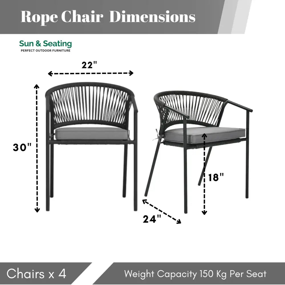 Shiori 4-Piece Outdoor Rope Patio Dining Chairs Dinning Chairs