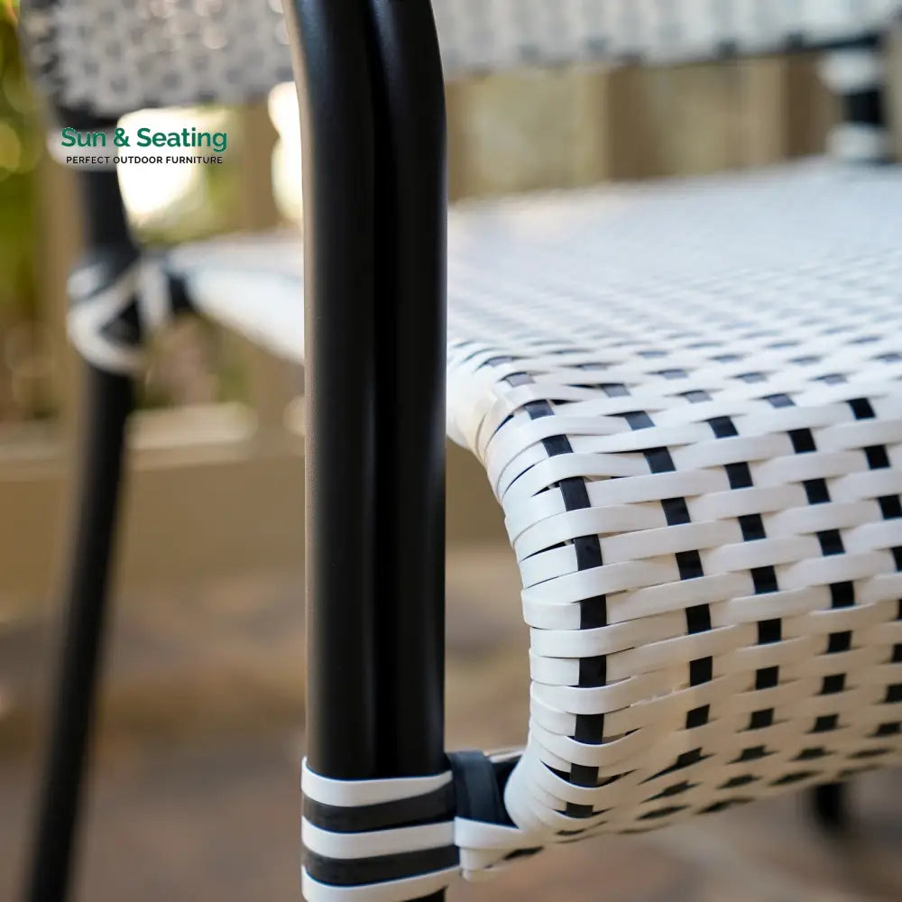 Shore Outdoor Patio Seating Set 2 Chairs and 1 Table Set (Black + White) Coffee Table Sets