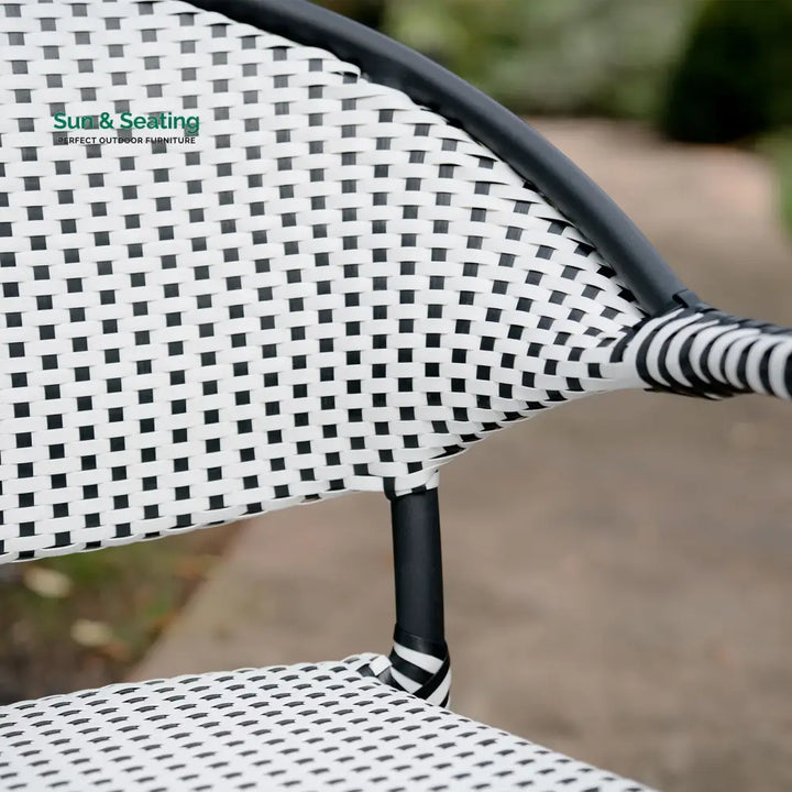 Shore Outdoor Patio Seating Set 2 Chairs and 1 Table Set (Black + White) Coffee Table Sets