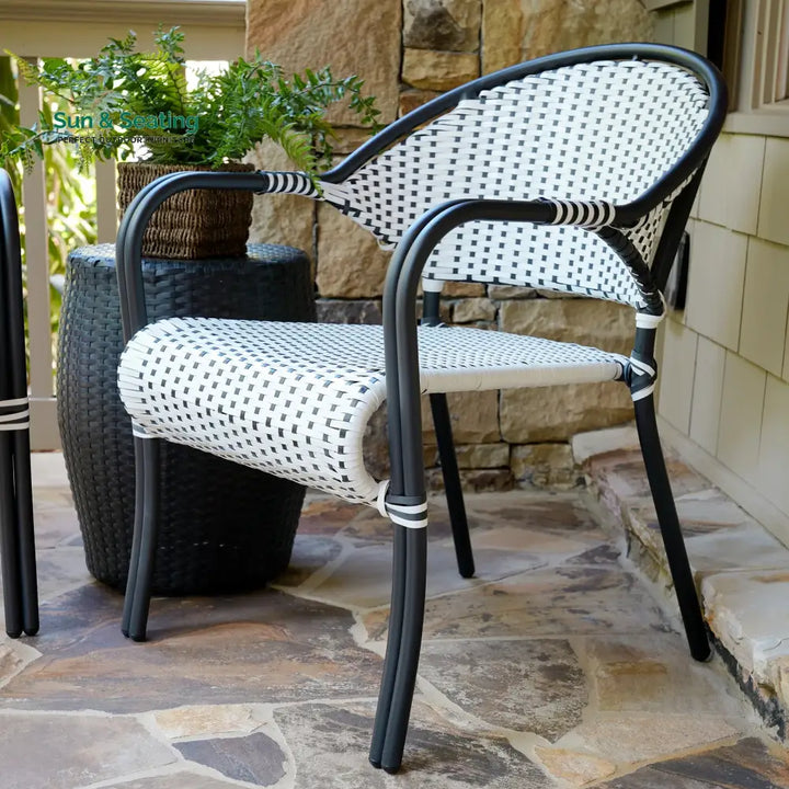 Shore Outdoor Patio Seating Set 2 Chairs and 1 Table Set (Black + White) Coffee Table Sets