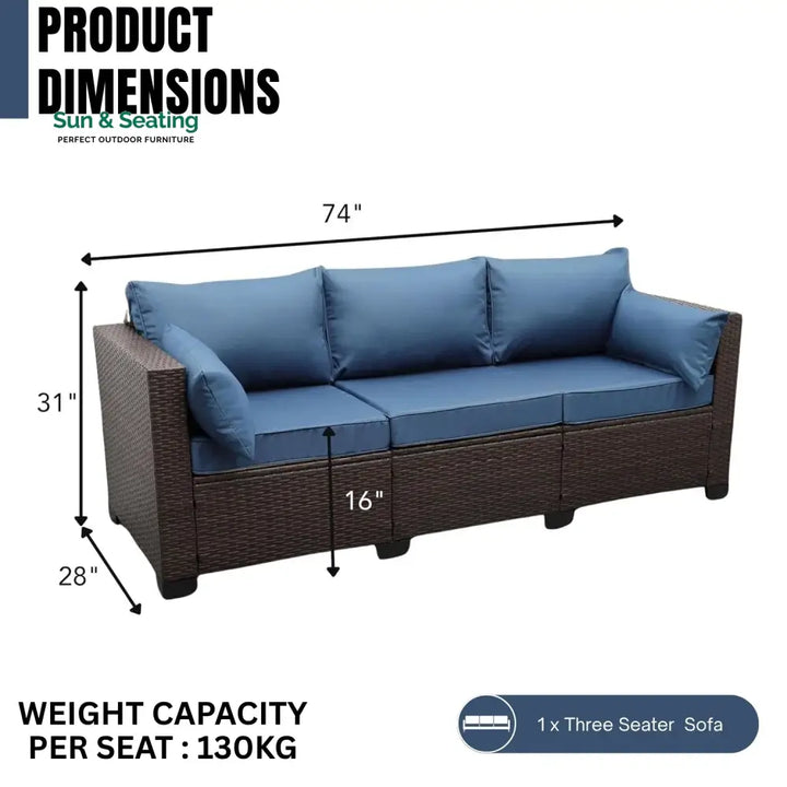 Shui 3-Seater Outdoor Rattan Wicker Patio Sofa Sofa Set